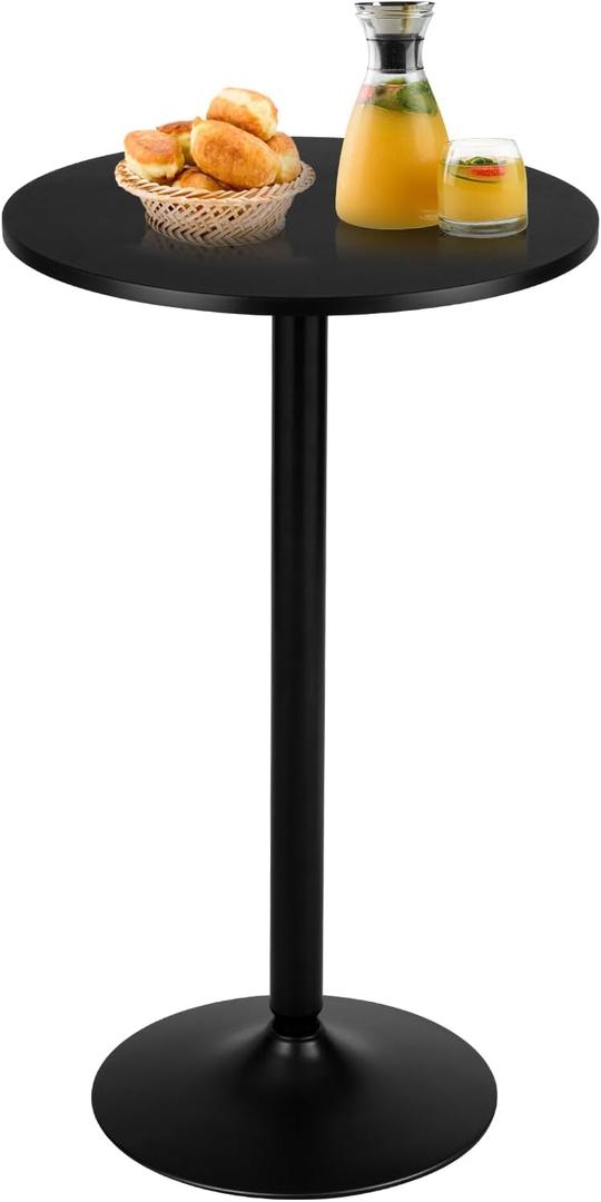 Pub Bar Table, 40-Inch Height Modern Cocktail Table with Metal Base & MDF Round Top, 24-Inch Top, Bistro High Table for Living Room Dining Room Restaurant Bar (2 PCS)