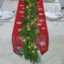 3PCS 6.2FT Christmas Garland with Lights, Real Touch Cedar Garland Artificial Realistic Thick & Lush Greenery, Soft Artificial Pine Garland for Mantle Fireplace Table Wall Indoor Christmas Decorations