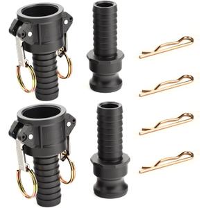 GASHER 1" Camlock Fittings Type C & E Polypropylene Cam and Groove Hose Fitting Kit with 1" Female x Male Camlock x 1" Hose Barb (2Pack)