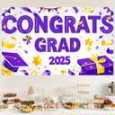 Graduation Banner 2025 Congrats Grad for Party Decor Graduation Backdrop Congratulations Banner Purple and Yellow Congrats Grad Theme 71x43 Inches Perfect for Events and Celebrations