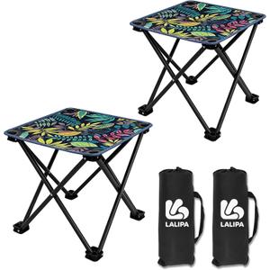 Portable Collapsible Stools Outdoor Folding Chairs Small Camping Chairs for Hiking,Fishing,Gardening,Beach and Travel with Carry Bag (2 Pack,Pattern)