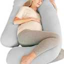 Cute Castle Cooling Cover Pregnancy Pillows, Soft U-Shape Maternity Pillow with Removable Cover - Full Body Pillows for Adults Sleeping - Pregnancy Must Haves - Jumbo 57 Inch - Light Grey