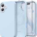 GONEZ Magnetic for iPhone 16 Case, [Compatible with MagSafe] Anti-Scratch Microfiber Lining & Screen Protector, Silicone Camera Control, Shockproof Slim Phone Cover 6.1 inch, Blue