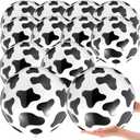 12 Pieces Inflatable Beach Ball Set - 10 Inch Cow Print Beach Balls for Theme Party Supplies Summer Pool Decor Cowgirl Cowboy Farm Animal Birthday Fun Party Favors