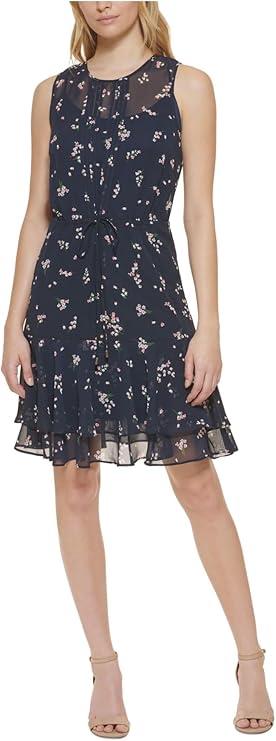 Tommy Hilfiger Ruched Short Sleeve V-neck A-line Mini Dress 10P