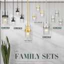 LMS Glass Pendant Lights Kitchen Island, 1-Light Modern Black Pendant Light with Hammered Glass and Rods, Mini Hanging Lighting for Kitchen Island Sink Bathroom Bedroom, LMS-172