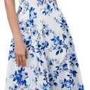 Women Summer Corset Midi Dress 2026 Floral Wedding Guest Flowy Slit Lace Up Dresses Tea Party A Line Casual Milkmaid Sundress (White, S)