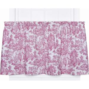 Victoria Park Toile 68-Inch-by-36 Inch Tailored Tier Curtains, Red (68"W x 36"L (Pack of 1))