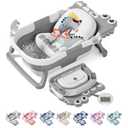 TPN Collapsible Baby Bathtub, Baby Bath Tub with Soft Cushion & Real-Time Thermometer, Baby Bathtub Infant to Toddler Tub (0-36 Months), Portable Newborn Travel Bath tub