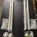 2 Sets Straight Curtain Rods Telescope Size 32"-48", Silver 