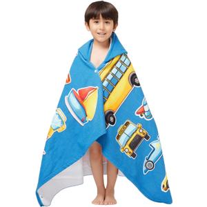 Gealaek Hooded Towel for Toddlers 2-10 Years Boys Girls Kids Bath Pool Beach Towel Wrap Soft Absorbent Beach PonchoCars