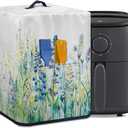 Insulated Air Fryer Kitchen Appliance Cover with Handle and Storage Pocket for Spoon/Cooking Utensils/Recipes, Easy Cleaning, Blue Green Floral