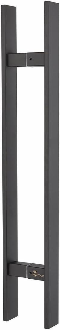 TOGU TG-6018 71 inches Solid Standoffs Heavy-Duty Commercial Grade-304 Stainless Steel Push Pull Door Handle/Barn Door Pull Handle/Glass Pulls, Matte Black Finish (71 in (Length)/1.58 x 0.39 in (Front x Side))