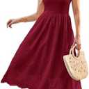 GRACE KARIN Women's Summer Sleeveless Tank Dress A Line Midi Dress Eyelet Crewneck Casual Holiday Dress with Pockets, L