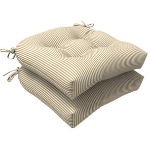 LVTXIII Outdoor Seat Cushions Seasonal Tufted Chair Cushions, Patio Chair Pads for Dining Chairs, Office Armchairs and Garden Furniture Decoration (Round Back, 19x19x4, Stripe Beige, 2 Pack)