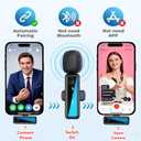 Wireless Lavalier Microphone for iPhone - iPad, Android Phone Computer, Mini Microphone for Live Streaming, Video Recording, Outdoor or Indoor Interviews, YouTube, TikTok, Vlog (black)