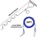 Dog Tie Out Cable and Anti Rust Spiral Stake , 30ft Outside Leash&Chain for Camping and Yard, 16'' Heavy Duty for Medium-Large Dogs Up to 125 lbs (30FT, Blue)