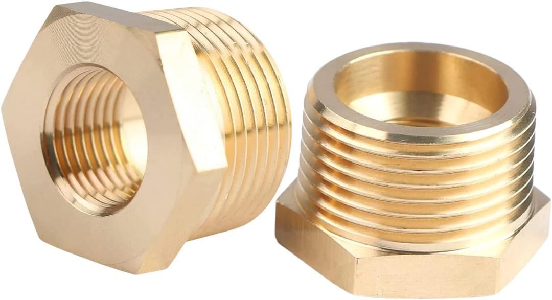 2pcs 1" NPT Male x 1/2" NPT Female Brass Reducer Hex Bushing Threaded Fitting Adapter by CX WONDERLAND
