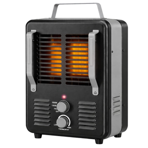 Comfort Zone Electric Portable Milkhouse Style Utility Space Heater with Adjustable Thermostat, Overheat Protection, and Safety Tip-Over Switch, Ideal for Garage or Greenhouse, 1,500W, CZ798BK