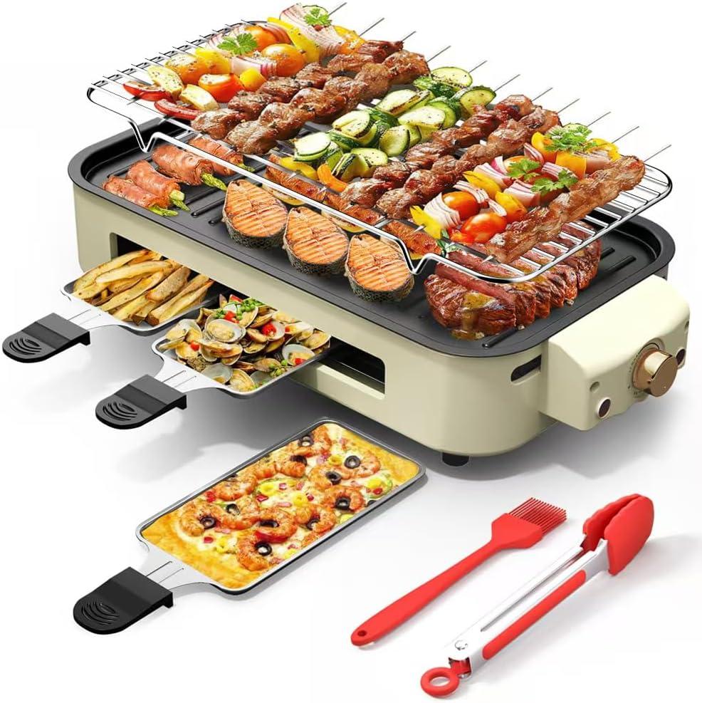 AORAN Indoor Grills Electric Smokeless  Versatile Smokeless Indoor Grill for Home Cooking, Featuring Indoor Grills Electric Smokeless, Skillet Griddle, and Kitchen Griddle White
