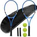 Tennis Rackets 2 Players Recreational for Beginners,Pre-Strung 27 Inch Light Adult Racquet Set for Women Men with Tennis Balls,Overgrips and Carry Bag (BLUE)