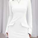 PRETTYGARDEN Womens Fall Long Sleeve Mini Dress 2025 Trendy Boat Neck Bodycon Knit Elegant Short Party Formal Dresses (White, M)