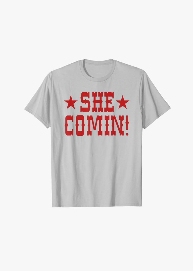 She Comin! Most Wanted Cowboy Cow Girl T-Shirt L