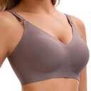 Womens Deep V Bras Wireless Comfortable Bra Supportive No Underwire Bras Tshirt Push Up Bralettes Plunge Seamless Bra (S)