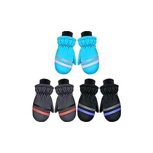 SATINIOR 3 Pairs Kids Winter Snow Mittens Waterproof Ski Mittens Windproof Unisex Gloves for Children Outdoor Activities