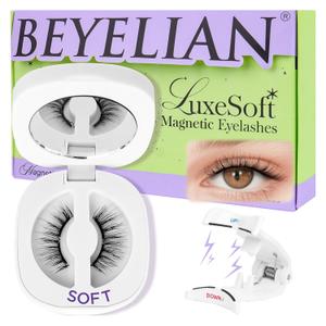 BEYELIAN Magnetic Eyelashes with Applicator Kit, Upgrade No Glue Needed False Lashes, Reusable Soft Magnetic Lashes for Eye(Lightweight & Comfortable)