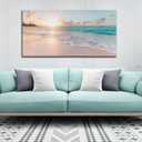 Beach Canvas Wall Art - Sunset Ocean Picture Green Nature Seascape Painting Print for Kitchen, Bedroom, Living Room Decoration, Large Coastal Artwork Poster for Wall Decor 20"x40"