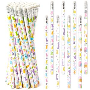 2 x Xqumoi 60Pcs Easter Bunny Pencils with Eraser - Cute Candy Rabbit Easter Egg #2 HB Pencils, School Classroom Student Rewards Office Supply Holiday Gift Goodie Bag Fillers Stuffers Party Favors