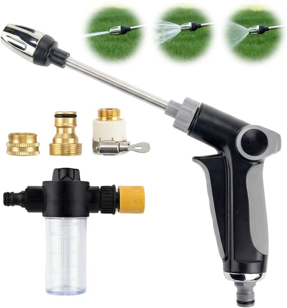 Turn any hose into a high pressure water cleaning sprayer, 2026 Upgraded Heavy Duty Garden Hose Nozzle, Multipurpose Lawn and Garden Watering Sprayer, Nozzle for Yard, Garden, Pet and Car Cleaning (A)