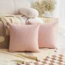 Demetex Grey Pillow Covers 18x18 Square Linen Decorative Throw Pillows for Couch Farmhouse Pillow Cases for Bed Living Room Sofa Decorations, Set of 2, 18 x 18 Inch, Pink