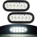 6" Oval LED Trailer Lights Kit, 2PCS Waterproof Stop/Turn/Brake Tail Lights with 10 LED Markers for Truck, RV, Boat, Trailer (white) DOT Compliant