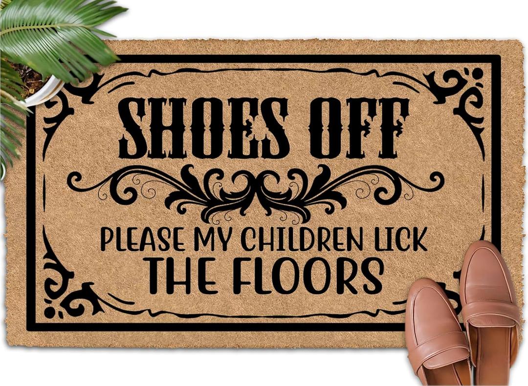 Shoes Off Please My Children Lick The Floors 30"x18" Greet Guests with Fall Door Mat Outdoor Front Door Mats Indoor Mats for Front Door Entry Small Rugs for Entryway