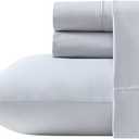 Vera Wang King Sheet Set, 100% Egyptian Cotton Percale Bed Sheets with a Smooth & Crisp Feel, Deep Pockets, Bedding with Matching Fitted Sheet & Pillowcases (Blue)