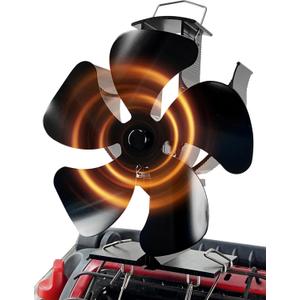 Tomersun Wood Stove Fan Heat Powered Fireplace Fan 5 Blades Stove Fans with Bracket Fixed on Stove, Camping Outdoor/Indoor Use (Large)