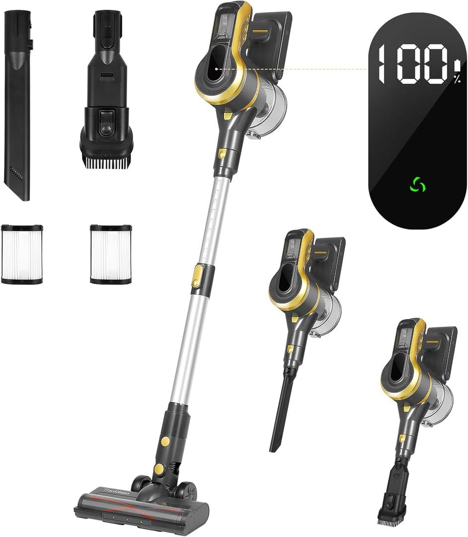 Cordless Vacuum Cleaner, 250W 45KPA 55 Mins Vacuum Cleaners for Home, Anti-Tangle Wireless Vacuum, Stick Vacuum with Wall Mount Charging, Rechargeable, for Pet Hair/Hard Floor/Carpet