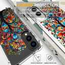 Compatible with Samsung Galaxy S25 Edge Cases with Design, Cute Transparent Phone Case for Women Girls Girly with Heavy Duty Protective Bumper (Clear Tree Colorful Leaves)