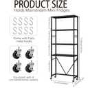 Vercraft 4 Tier Wooden Mini Fridge Shelf for Dorm with Wheels Hooks, Black