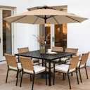AreShark 10ft 2 Tiers Patio Umbrella - Outdoor Umbrella Waterproof UV Protection, Market Table Umbrella w/Push Button Tilt&Crank for Pool, Porch, Garden(Beige)