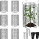 6 Sets of 18'' x 12'' Garden Plant Protectors from Animals with Detachable Covers Metal Plant Cage Chicken Wire Cloche with Ground Stakes and Nylon Tie Wire Plant Cage to Keeping Bunny Animals Out