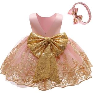 CMMCHAAH 0-6 Years Baby Girls Pageant Lace Embroidery Dresses Toddler Formal Dress with Headwear (6-12 Months, Pink)