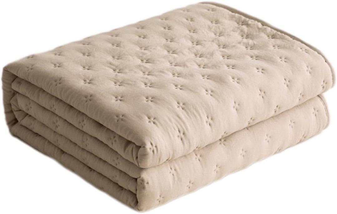 Thin Summer Cooling Blanket for All Season Ice Cooler Throw Blanket with Double Ice Cold Tech Silk Smooth Blankets Comfortable Soft Cooling Blankets Breathable Bedding Quilt Perfect for Home Bed Sofa (A-khaki)