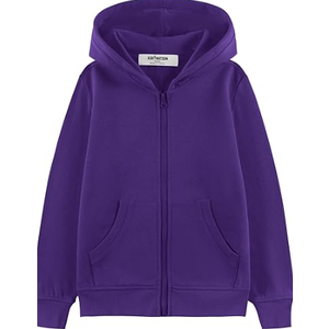 Soft Brushed Fleece Zip-Up Hooded Sweatshirt Hoodie for Boys or Girls S Purple