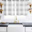Grey White Buffalo Check Blackout Window Curtains 39 Inch Length 2 Panels Set, Rustic Plaid Grommet Top Window Curtain for Living Room/Kitchen, Modern Geometric Thermal Insulated Drapes 27.5 x 39 In