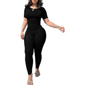 Nimsruc Two Piece Outfits For Women Summer Casual Short Sleeve Jogging Suits Size XL
