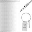 Zonon 15 Pack 20 Inch Large Wire Keychain Cable Heavy Duty Stainless Steel Hanging Extension Cords with Screw Clasp 2mm Twist Barrel for Key Luggage Tags Hanging Lamp Climbing Plant 6 Inch Diameter