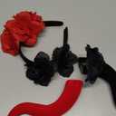 Devil Horns Headband Flower Rose Red Black Hair Hoop Gothic Devil Halloween Party Women Dress Up Masquerade Decorations Accessories